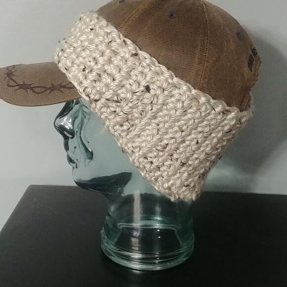 Handmade Crocheted Contoured Unisex Headband/Earwarmer Aspen Tweed - Picture 3 of 6